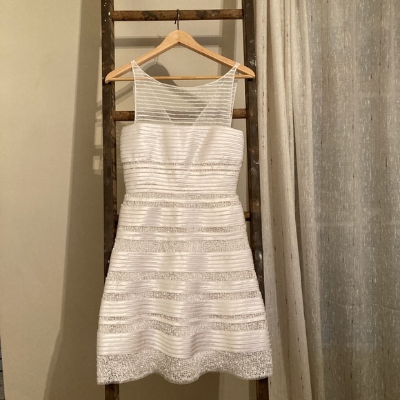 BCBG Max Azria white ribbon dress - Picture 1 of 4